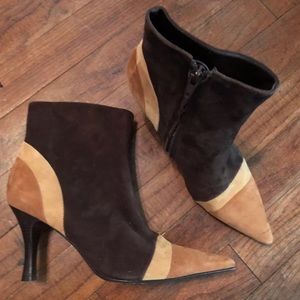 ANTONIO MELANI Suede Pointed Toe Ankle Boots